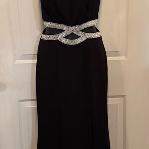 Xtraordinary Black and Silver Beaded Peekaboo Party Dress